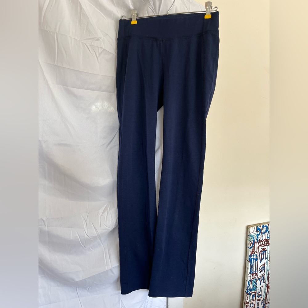 ibex Navy Wool Pull-On Straight-Leg Pants Leggings Women’s Size S